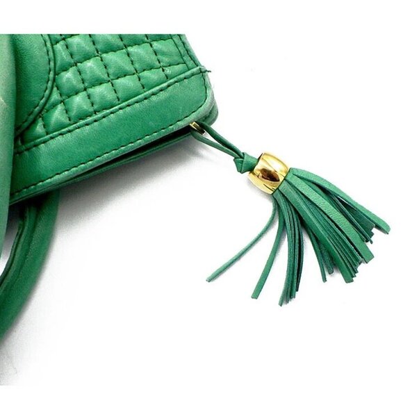 BALLY Matelasse Leather Handbag Green With Bag Used Popular Item 5244. - Picture 6 of 8